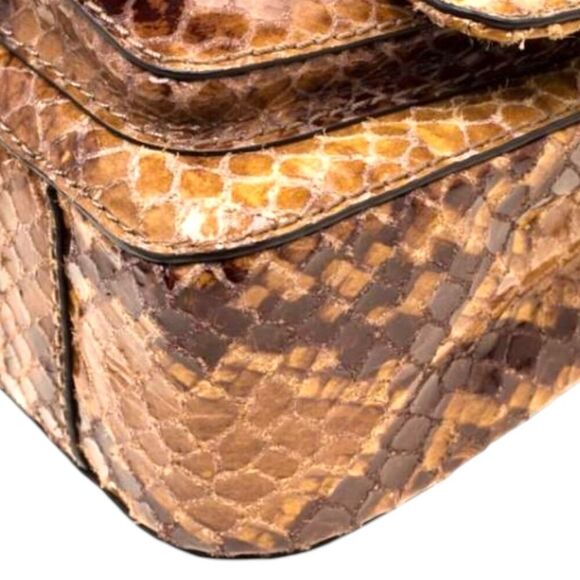 Michael Kors Python Embossed Patent Leather Shoulder Bag - Picture 14 of 16